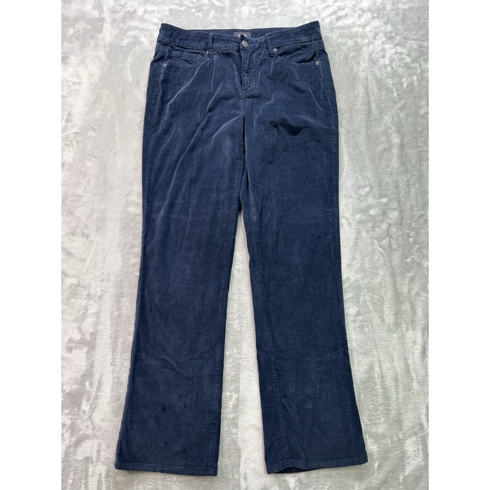 NYDJ Pants Marilyn Straight Lift Tuck Technology Soft Velvet Blue Womens Size 6